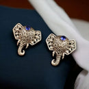 Maharani Jewels Oxidised Plated Pota Stone Stud Earrings