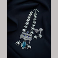 Maharani Jewels Oxidised Plated Pota Stone Necklace Set