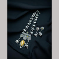 Maharani Jewels Oxidised Plated Pota Stone Necklace Set