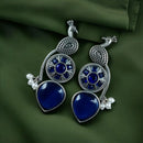 Maharani Jewels Oxidised Plated Pota Stone And Pearls Dangler Earrings