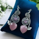 Maharani Jewels Oxidised Plated Pota Stone And Pearls Dangler Earrings