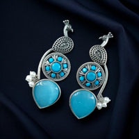 Maharani Jewels Oxidised Plated Pota Stone And Pearls Dangler Earrings