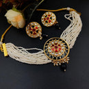 Maharani Jewels Gold Plated Kundan Stone And Pearl Meenakari Choker Necklace Set