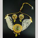 Maharani Jewels Gold Plated Kundan Stone And Pearl Meenakari Choker Necklace Set