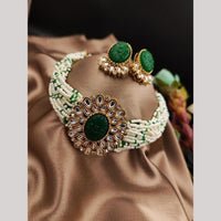 Maharani Jewels Gold Plated Kundan Stone And Pearl Choker Necklace Set