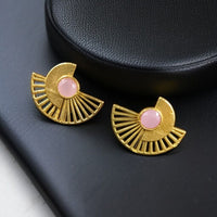 Maharani Jewels Radiance Gold-Plated Pota Stone Stud Earrings