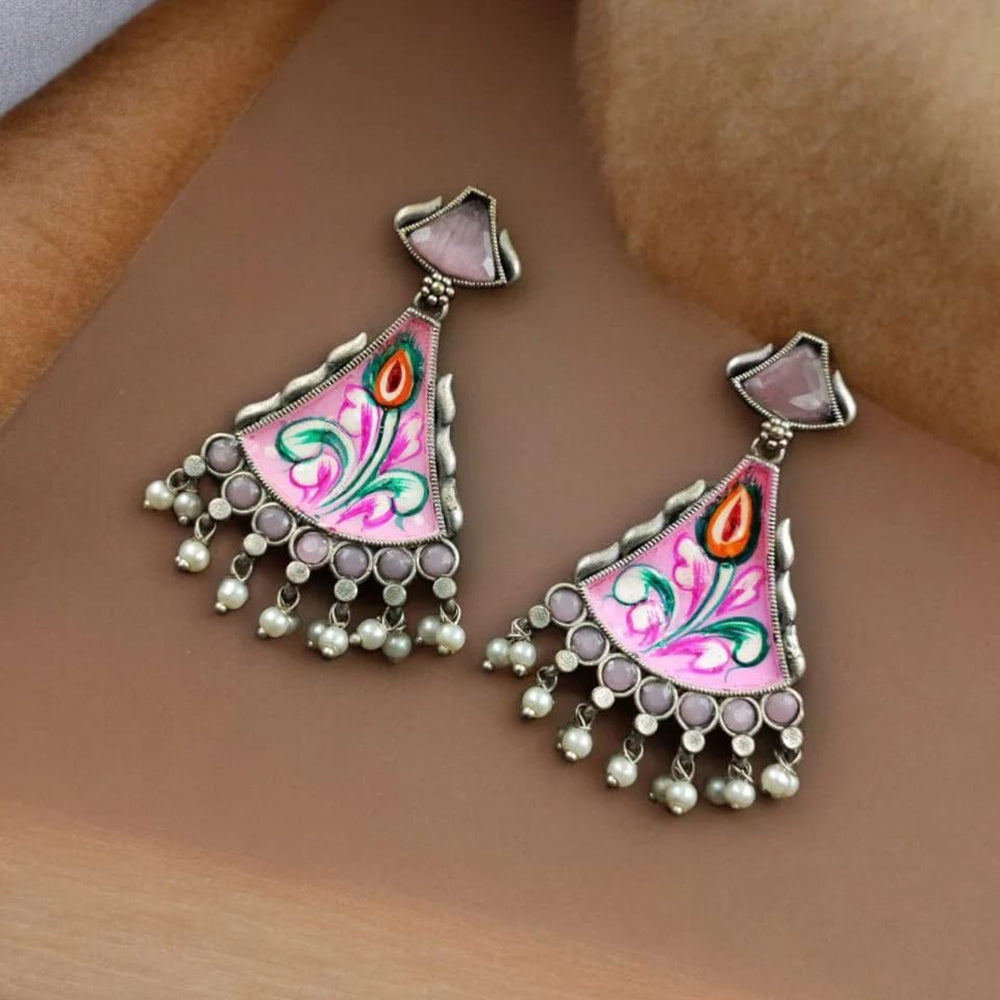 Maharani Jewels Inspired Oxidised Plated Pota & Pearl Detailing Dangler Earrings