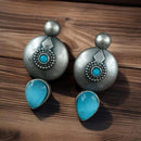Maharani Oxidised Plated Pota Stone Dangler Earrings