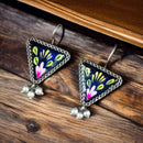 Maharani Oxidised Plated Pota Stone Dangler Earrings