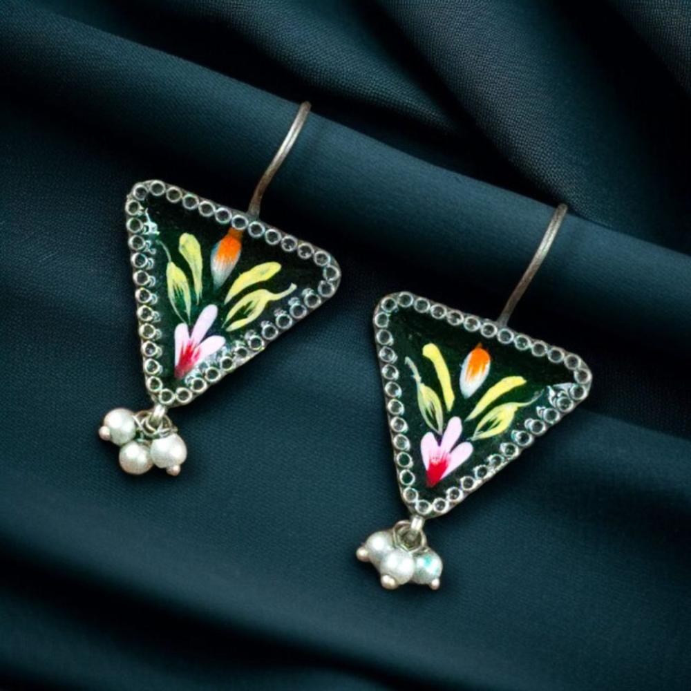 Maharani Oxidised Plated Pota Stone Dangler Earrings