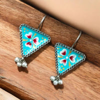 Maharani Oxidised Plated Pota Stone Dangler Earrings