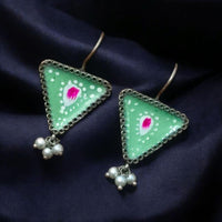 Maharani Oxidised Plated Pota Stone Dangler Earrings