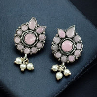 Maharani Oxidised Plated Pota Stone And Pearls Dangler Earrings