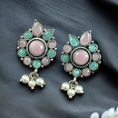 Maharani Oxidised Plated Pota Stone And Pearls Dangler Earrings
