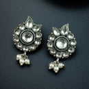 Maharani Oxidised Plated Pota Stone And Pearls Dangler Earrings