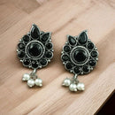 Maharani Oxidised Plated Pota Stone And Pearls Dangler Earrings