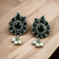 Maharani Oxidised Plated Pota Stone And Pearls Dangler Earrings