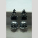 Maharani Jewels Oxidized Plated Pota Stone And Pearl Jhumki Earrings