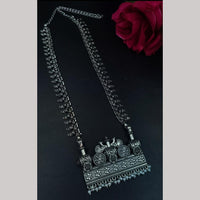 Maharani Jewels Oxidised Plated Pearls Long Necklace Set