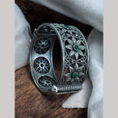 Maharani Jewels Oxidised Plated Pota Stone Openable Kada