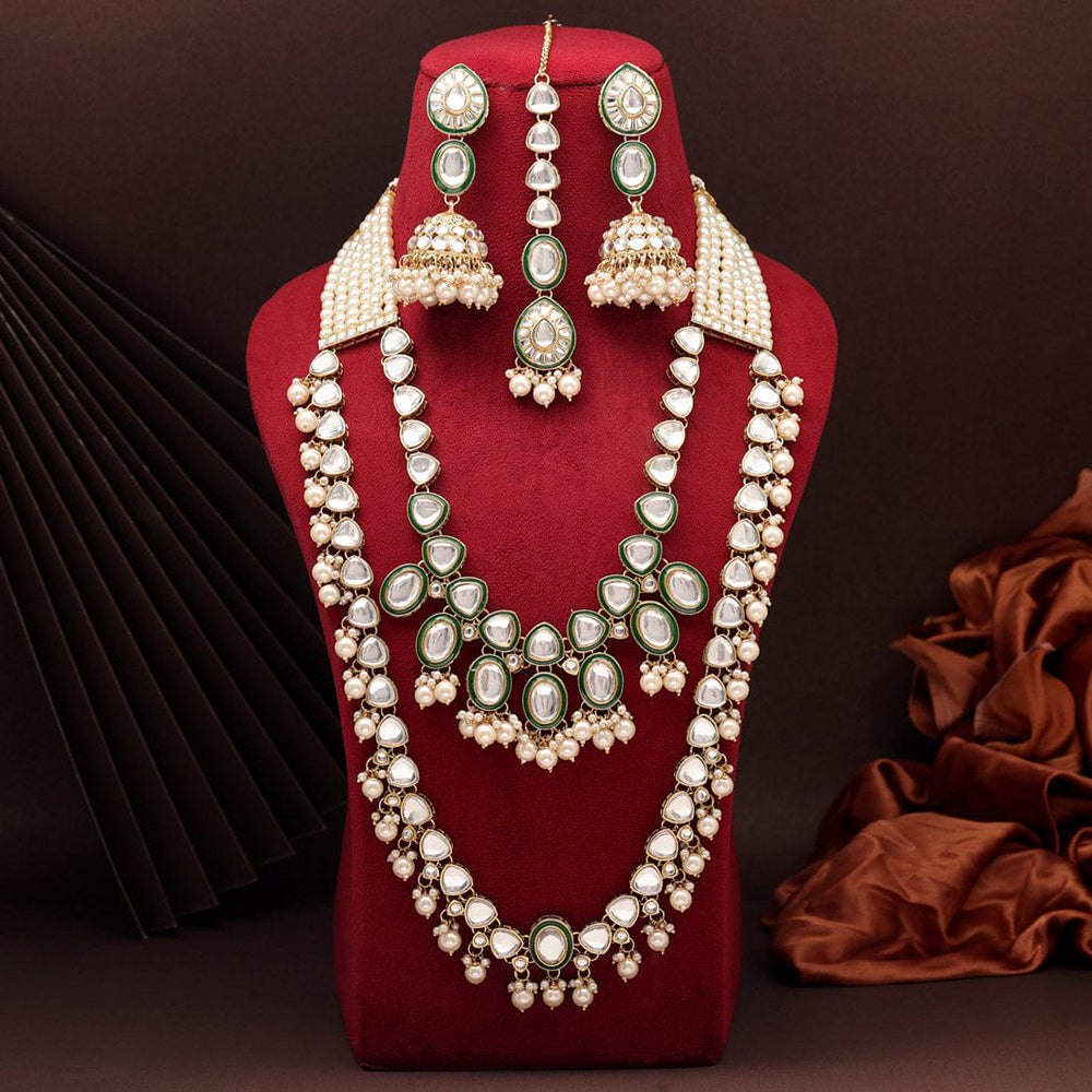 Maharani Jewels Gold Plated Kundan And Pearl Long Necklace Set 