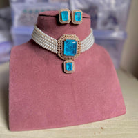 Maharani Jewels Pearl And Crystal Stone Choker Necklace Set