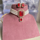 Maharani Jewels Pearl And Crystal Stone Choker Necklace Set