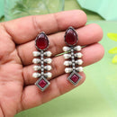 Maharani Oxidised Pota Stone And Pearls Dangler Earrings
