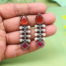 Maharani Oxidised Pota Stone And Pearls Dangler Earrings