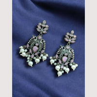 Maharani Oxidised Pota Stone And Pearls Dangler Earrings