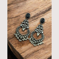 Maharani Oxidised Pota Stone And Pearls Dangler Earrings