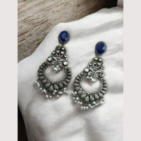 Maharani Oxidised Pota Stone And Pearls Dangler Earrings
