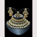 Maharani Jewels Pota Stone And Pearls Meenakari Choker Necklace Set