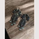 Maharani Oxidised Pota Stone And Pearls Dangler Earrings