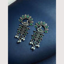 Maharani Oxidised Pota Stone And Pearls Dangler Earrings