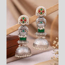 Maharani Jewels Traditional 2 Tone Pota Stone And Pearl Jhumki Earrings