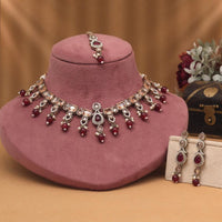 Maharani Jewels Pota Stone and Crystals With Mangtikka Necklace Set