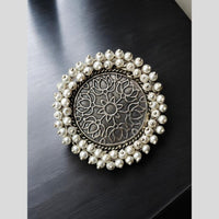 Maharani Inspired Oxidised Plated Pearl Ring For Women