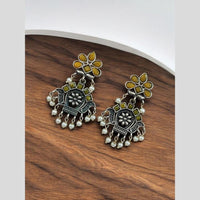 Maharani Royal Spark Oxidised Plated Pota Stone And Pearl Dangler Earrings
