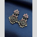 Maharani Royal Spark Oxidised Plated Pota Stone And Pearl Dangler Earrings