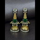 Maharani Jewels Gold Plated Pota Stone And Pearl Jhumki Earrings