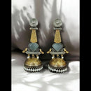 Maharani Jewels Gold Plated Pota Stone And Pearl Jhumki Earrings
