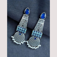 Maharani Jewels Antique Oxidised Plated Pota Stone And Pearl Earrings
