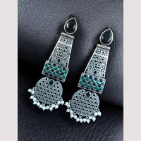 Maharani Jewels Antique Oxidised Plated Pota Stone And Pearl Earrings