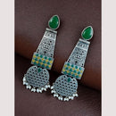 Maharani Jewels Antique Oxidised Plated Pota Stone And Pearl Earrings