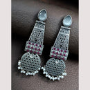 Maharani Jewels Antique Oxidised Plated Pota Stone And Pearl Earrings