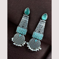 Maharani Jewels Antique Oxidised Plated Pota Stone And Pearl Earrings