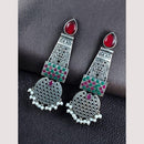 Maharani Jewels Antique Oxidised Plated Pota Stone And Pearl Earrings