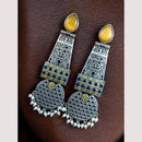 Maharani Jewels Antique Oxidised Plated Pota Stone And Pearl Earrings