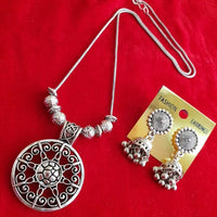 Maharani Jewels Tribal Fusion Oxidised Plated Necklace Set